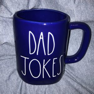 Rae Dunn Coffee Cup Dad Jokes Cobalt Blue Mug NWT